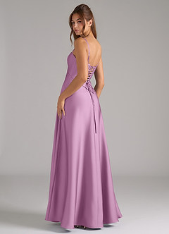 Azazie Valentine Suknie dla druhen Linia A Gorset Satyna elastyczna Do ziemi Sukienka image2