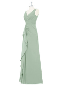 Azazie Julianna Robes de demoiselle d'honneur Robe Trapèze en Mousseline de soie Agave image8