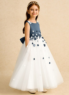 Azazie Eleni Flower Girl Dresses Ivory Neptune Ball-Gown Bow Tulle Dress image3