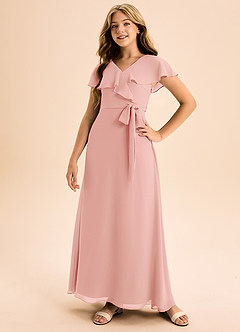 Azazie Lainey Junior Rosette A-Line with Pockets Chiffon Dress image5