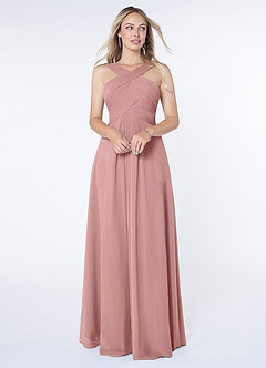 Azazie Kaleigh Bridesmaid Dresses Dusty Rose A-Line Pleated Chiffon Dress image1