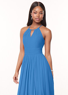 Azazie Cherish Bridesmaid Dresses Blue Jay A-Line Pleated Chiffon Dress image1