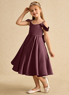 Azazie Favia vestidos de niña de las flores Vestido de Sangrado de Satin Mate de Corte En A con Vestidos sin tirantes image6