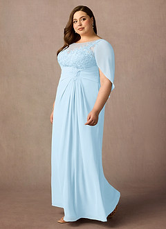 Azazie Hera Mother of the Bride Dresses Sky Blue A-Line Lace Capelet Chiffon Dress image8