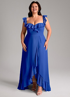 Azazie Lyra Bridesmaid Dresses Royal Blue A-Line Chiffon Convertible Dress image15
