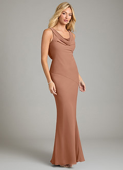 Azazie Rylina Vestidos de damas de honor Vestido de Bronceador de Gasa de Corte Sirena con Plisado image5