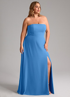 Azazie Wren Bridesmaid Dresses Blue Jay A-Line Side Slit Chiffon Convertible Dress image12