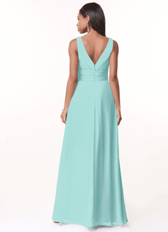 Azazie Julianna Brautjungfernkleider A-Linie Chiffon Kleid Aqua image2