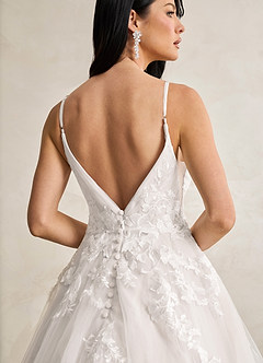 Azazie Rhodes Robes de mariée Robe Trapèze en Tulle Col V paillettes Blanc De Diamant image7