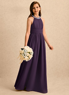 Azazie Aria Girls Formal Flower Girl Klänningar Klänning A-Line i Chiffong Plisserad image3