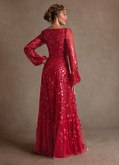 Azazie Mazie Abiti per la Madre della Sposa Abito A-Line in Tulle Pizzo Borgogna image3