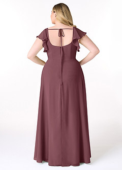 Azazie Bondi Bridesmaid Dresses Sangria A-Line Ruffled Chiffon Dress image8