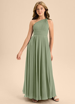 Azazie Charlize Junior A-Linie Plissee Chiffon Kleid Pistazie image3