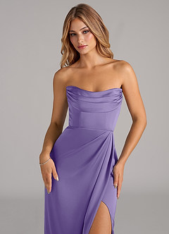 Azazie Johana Bridesmaid Dresses Tahiti Mermaid Off the Shoulder Stretch Satin Convertible Dress image2
