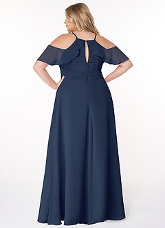 Azazie Dakota Bridesmaid Dresses Dark Navy A-Line V-Neck Pleated Chiffon Dress image7