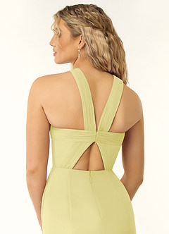 Azazie Rue Brautjungfernkleider A-Linie Halter Chiffon Kleid Zitronensorbet image3