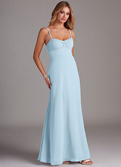 Azazie Breonna Brautjungfernkleider A-Linie Herzausschnitt Chiffon Kleid Himmelblau image4