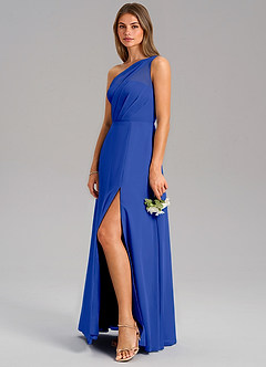 Azazie Phaedra Brautjungfernkleider A-Linie One-Shoulder Chiffon Kleid Königsblau image5