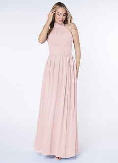 Azazie Iman Abiti da Damigella Abito A-Line in Chiffon A-Line con Increspature Rosa Rossore image4