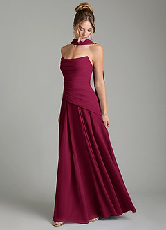 Azazie Gabriela Bridesmaid Dresses Burgundy A-Line Corset Chiffon Dress image4