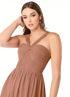 Azazie Dionne Bridesmaid Dresses Bronzer A-Line Corset Chiffon Dress image5