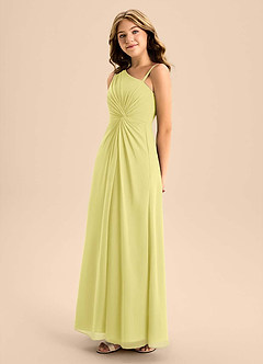 Azazie Brooke Junior Lemon Sorbet A-Line Side Slit Chiffon Dress image6