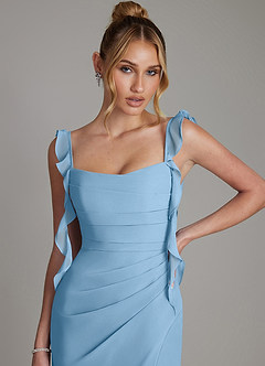 Azazie Jessamine Bridesmaid Dresses Steel Blue Mermaid Corset Chiffon Dress image3