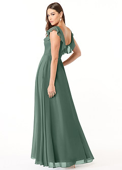 Azazie Jinny Brautjungfernkleider A-Linie Quadratischer Ausschnitt Gerüscht Chiffon Kleid Seemoos image8