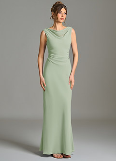 Azazie Kieryn Bridesmaid Dresses Dusty Sage Mermaid Pleated Chiffon Dress image5