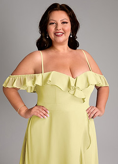 Azazie Lyra Brautjungfernkleider Wandelbar A-Linie Cabrio Chiffon Kleid Zitronensorbet image7
