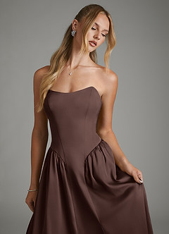Azazie Arden Bridesmaid Dresses Ganache A-Line Corset Stretch Satin Dress image3