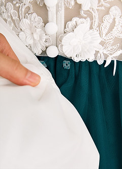 Azazie Lina Flower Girl Dresses Ivory Pine Ball-Gown Lace Dress image9