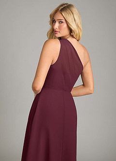 Azazie Phaedra Bridesmaid Dresses Cabernet A-Line One Shoulder Chiffon Dress image6