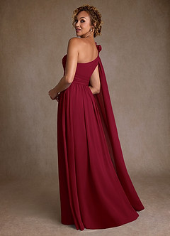 Azazie Lancaster Kleider für die Brautmutter A-Linie One-Shoulder Chiffon Kleid Burgunderrot image2