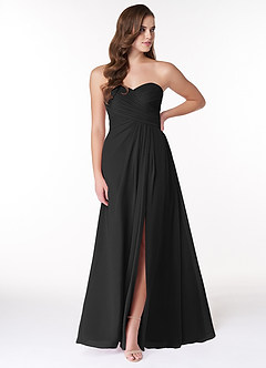 Azazie Arabella Allure Abiti da Damigella Abito Convertibile A-Line in Chiffon Scollo a Cuore Nero image1