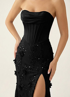 Iliana Black 3D Flower Beaded Corset Dress image7