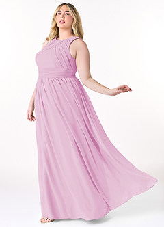 Azazie Harper Abiti da Damigella Abito A-Line in Chiffon Plissettato Rosa Confetto image8