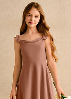 Azazie Puppy Girls Formal Flower Girl Dresses Bronzer A-Line Pleated Chiffon Dress image6