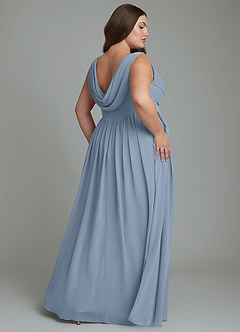 Azazie Novi Bridesmaid Dresses Dusty Blue A-Line Pleated Chiffon Dress image8