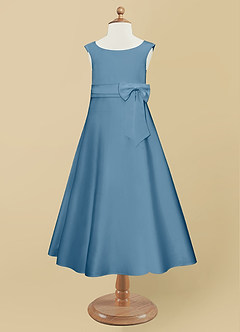 Azazie Lindy Final Sale Agave A-Line Pleated Matte Satin Dress image10
