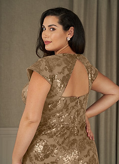 Azazie Korinna Mère de la mariée Robes Robe Sirène en Paillettes Taupe image10