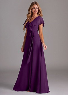 Azazie Lainey Brautjungfernkleider A-Linie mit Taschen Chiffon Kleid Traube image5