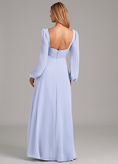 Azazie Simone 신부 들러리 드레스 A라인 긴팔 쉬폰 바닥 길이 드레스 image2