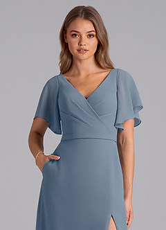 Azazie Ambrosia Bridesmaid Dresses Twilight A-Line Pleated Chiffon Dress image2