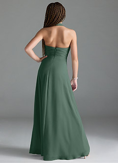 Azazie Tessie Junior Sea Moss A-Line Pleated Chiffon Dress image2