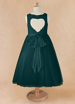 Azazie Calla Flower Girl Dresses Pine Ball-Gown Lace Tulle Dress image8