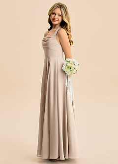 Azazie Kady Junior Taupe A-Line Sweetheart Neckline Chiffon Dress image5