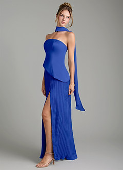 Azazie Tierney Bridesmaid Dresses Royal Blue A-Line Strapless Chiffon Convertible Dress image8