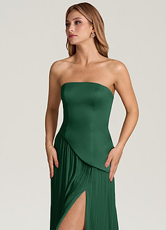 Azazie Tierney Abiti da Damigella Abito Convertibile A-Line in Chiffon Senza Cinturino Verde Scuro image2
