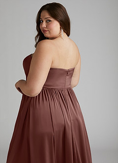 Azazie Morana Bridesmaid Dresses Espresso A-Line Off the Shoulder Stretch Satin Convertible Dress image20